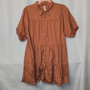 Zenana Outfitters Tan Button-Up Dress